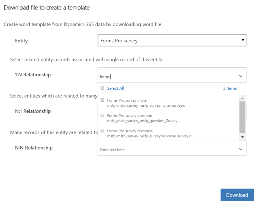 Survey Overview Using Word Document Templates - Microsoft Dynamics Inside Button Template For Word