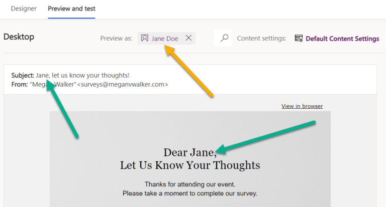 Default Fall-back Values D365 Marketing Emails - Megan V. Walker